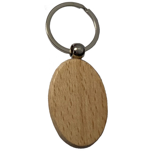 Rounded Oval Wooden Keychain Thumbnail