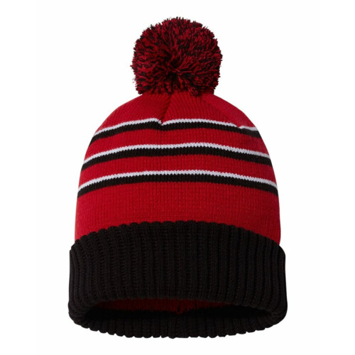 Stripe Pom Cuffed Beanie Thumbnail