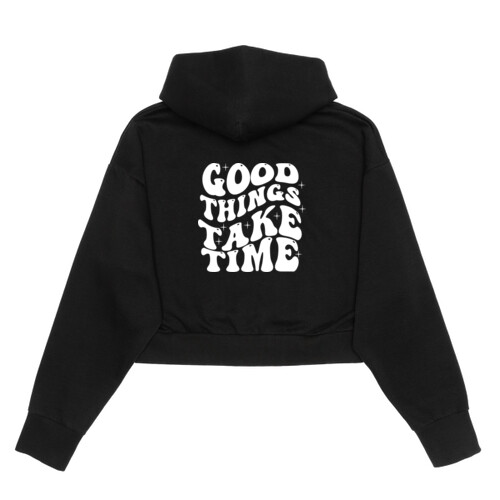 Good Things Take Time - Women's Cropped Drop-Shoulder Hoodie Thumbnail