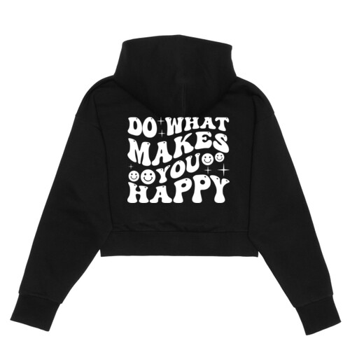 Makes You Happy - Women's Cropped Scuba 1/2-Zip Hoodie Thumbnail