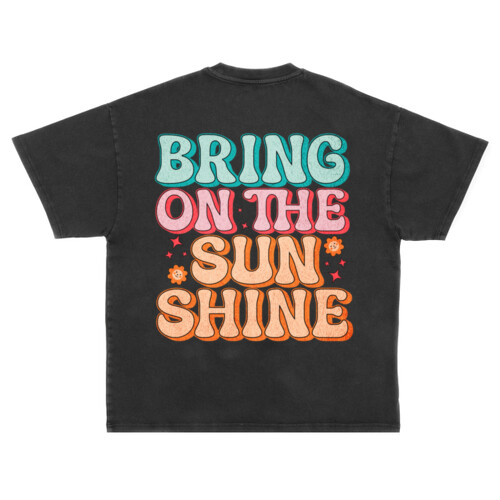 Bring On Sunshine Summer Retro Beach T-shirt - Unisex Super Heavy Oversized Tee Thumbnail
