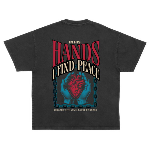 In His Hands I Find Peace - Unisex Super Heavy Oversized Tee Thumbnail